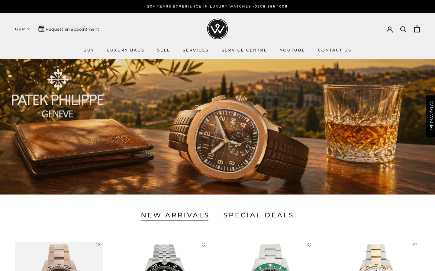 The Official Watches shop as it currently runs on Shopify