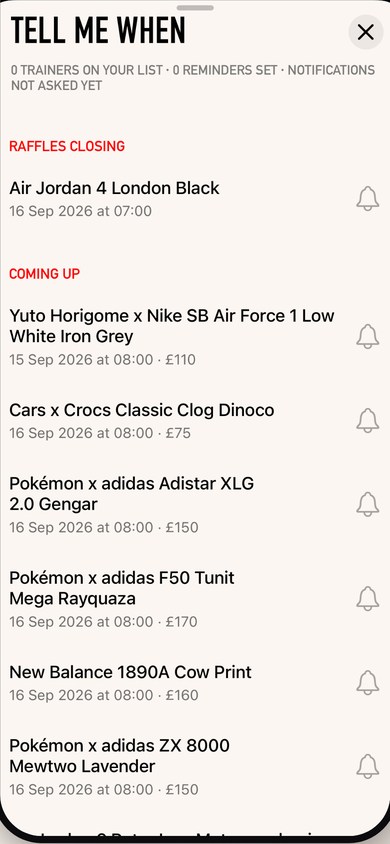 Alerts set before a drop