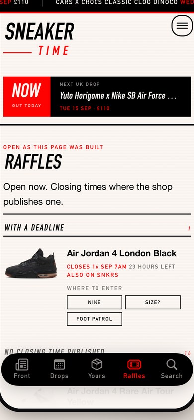 Open raffles and when each one closes