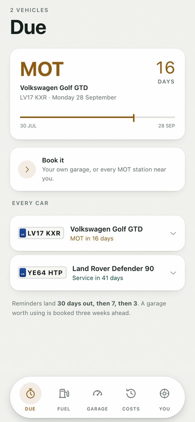 What is due next on a car