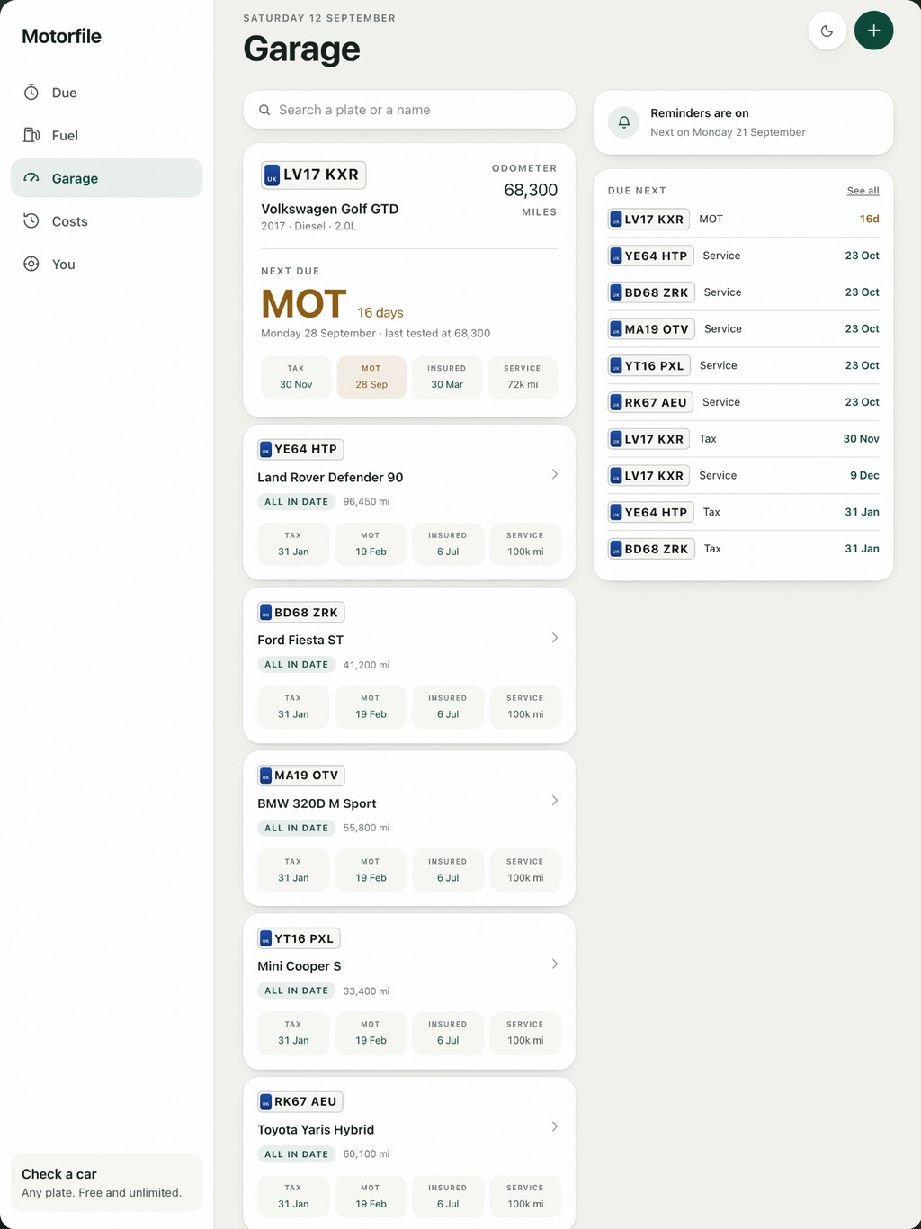 Motorfile on an iPad