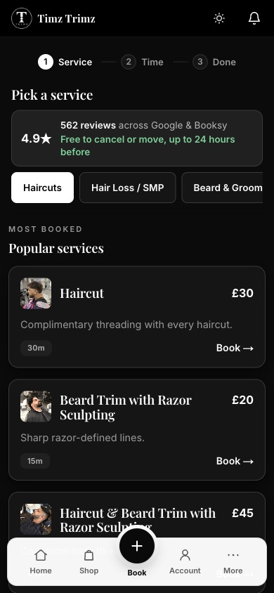 Booking an appointment on an iPhone
